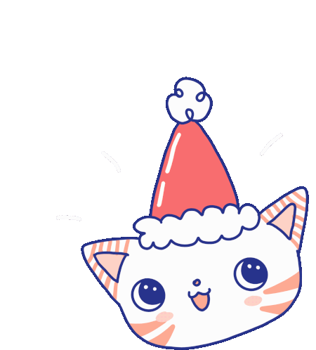 Christmas Cat Sticker - Christmas Cat Xmas Stickers
