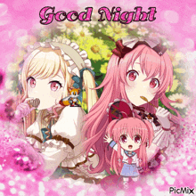 a picture of anime girls with the words good night