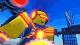 a cartoon character with sunglasses and headphones is holding a gun in a video game