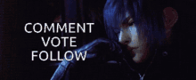 a picture of a man with the words comment vote follow