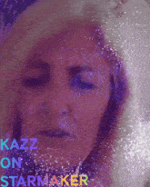 a close up of a woman 's face and the words jazz on starmaker