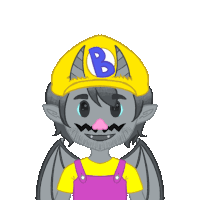 a cartoon drawing of a man with a beard and a yellow hat with the letter b on it