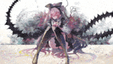 a drawing of a girl with wings and a bow