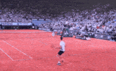 a tennis match is being played in front of a bnp paribas advertisement