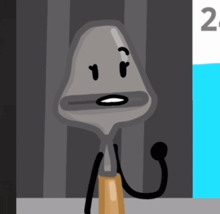 a cartoon drawing of a hourglass with a face and a microphone