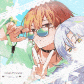 a drawing of two anime characters with the words renga 's lyss on the bottom right