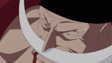 a close up of a man with a white beard and a black hat