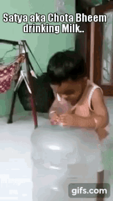 kid drinking big container satya chota bheem drinking milk