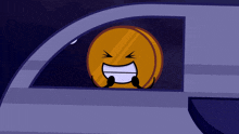 a cartoon coin with a mustache is laughing
