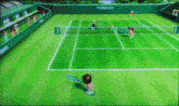a wii sports tennis game is being played