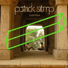 a poster for patrick strip truant wave shows two men sitting on the ground
