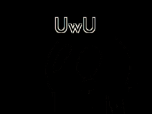 the word uwu is on a black background next to a billboard