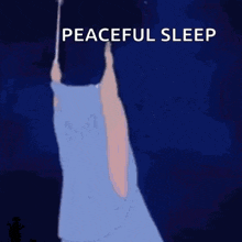 a cartoon of a fairy holding a wand and the words `` peaceful sleep '' .