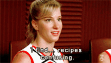 Glee Brittany Pierce GIF - Glee Brittany Pierce I Find Recipes Confusing GIFs
