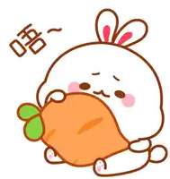 a cartoon bunny is holding a large carrot in its paws