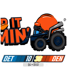 a cartoon drawing of a tractor pulling a helmet that says " pit min "
