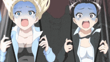 a couple of anime girls with their mouths wide open