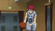 a basketball player with the number 9 on his jersey is about to throw the ball