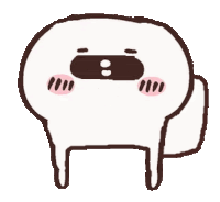 a cartoon drawing of a white circle with a face on it