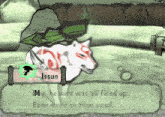 a screenshot of a video game shows a wolf named issun