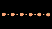 a row of peaches on a black background