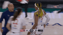 a basketball game between was and lva with 4:08 left in the 2nd quarter
