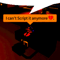 a speech bubble says " i can 't script it anymore "