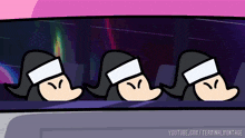 three cartoon characters are sitting in a row with youtube.com/terminalmontage in the lower right corner