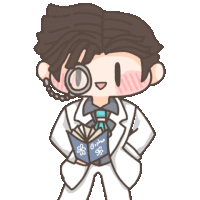 a cartoon drawing of a man in a white suit holding a magnifying glass and a book that says orpheus