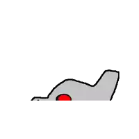 a cartoon drawing of a dog with a red eye and sharp teeth .