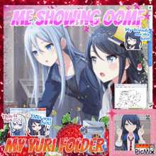 a picture of two anime girls with the words me showing oome