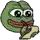 a pixel art of a green frog holding a piece of paper in his mouth .
