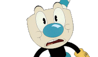 You Can Never Take It Off Mugman Sticker - You Can Never Take It Off Mugman The Cuphead Show Stickers