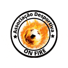 a logo for associacao desportiva on fire with a soccer ball in the middle