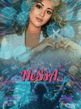 a painting of a woman and a dj with the name nessa on the bottom