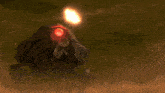 a robot with a red light on the back of it