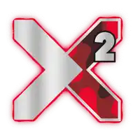 a red and white x with the number 2 on it
