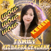 a picture of a woman with the words wow wow wow and keren on it