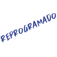 a white background with blue text that says reprogramado