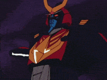 a robot with a purple background has the letter s on its sleeve