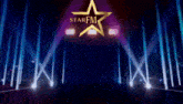 a logo for star fm is displayed on a dark background