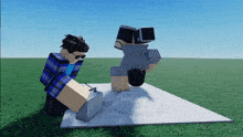 a cartoon character is doing a handstand while another character watches