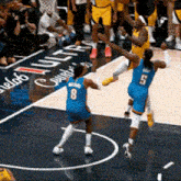 a basketball game is being played on a court that says catch