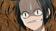 a close up of a person 's face with a very angry expression