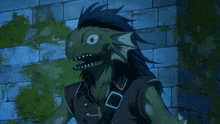a drawing of a monster with a buckle around his shoulder