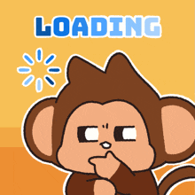 a loading screen with a cartoon monkey