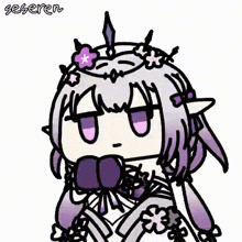 a cartoon of a girl with purple hair and a crown on her head
