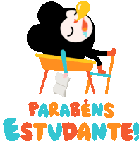Cute Critter Sleeping With Caption Congrat'S Students In Portuguese Sticker
