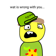 a cartoon character wearing a green hat that says hotman