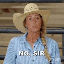 No Sir Jennifer Hudgins GIF - No Sir Jennifer Hudgins Ultimate Cowboy Showdown GIFs